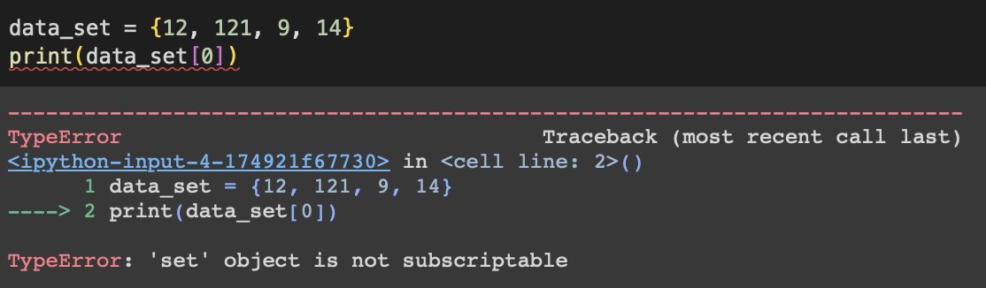Python Error - TypeError - set object is not subscriptable